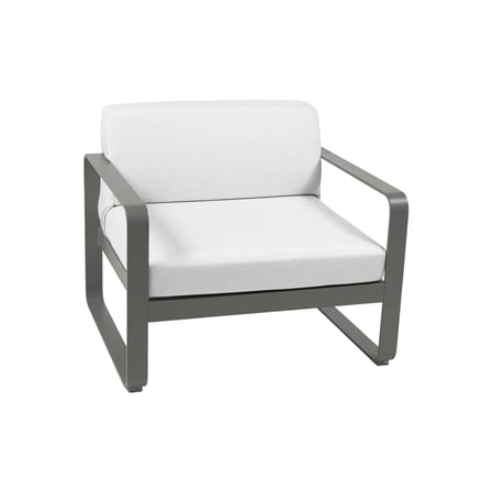 Fauteuil rembourré Bellevie Lounge métal tissu vert gris / Tissu blanc grisé - Fermob