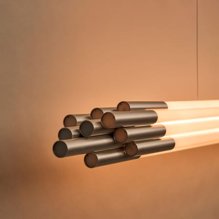 Suspension ORG Horizontal Large verre blanc / LED - L 200 cm - DCW éditions