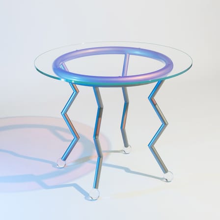 Table ronde Medusa - Night Tales verre transparent / By Masanori Umeda, 1982-2020 - Edition limitée - Memphis Milano