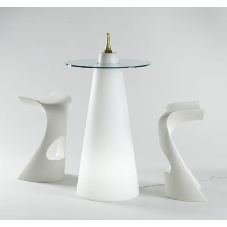 Tavolo bar alto luminoso Peak vetro materiale plastico bianco / Ø 80 x H 120 cm - Slide