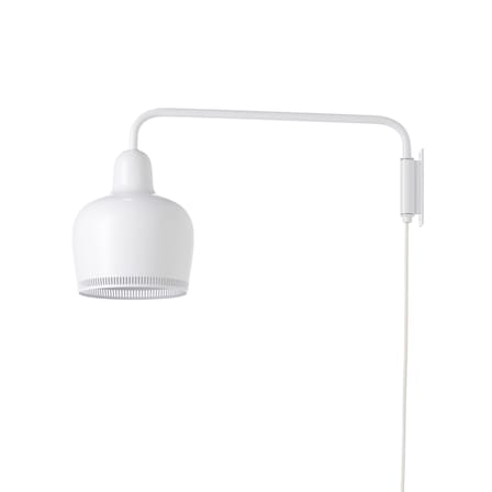 Applique avec prise Golden Bell A330S métal blanc / Alvar Aalto, 1937 - Bras pivotant - ARTEK