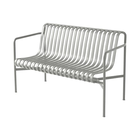 Banc avec dossier Palissade Dining métal gris / L 128 cm - Bouroullec, 2016 - Hay