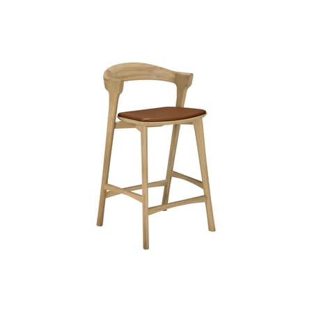 Chaise de bar Bok bois naturel / H 66 cm - Assise cuir - Ethnicraft