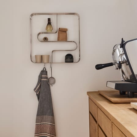 Etagère murale Curva métal argent / Vitrine - 45,5 x 45,5 x P 9 cm - AYTM