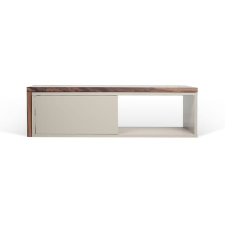 Slide Extensible TV cabinet grey natural wood / Swivel - L 110 to 203 cm - POP UP HOME