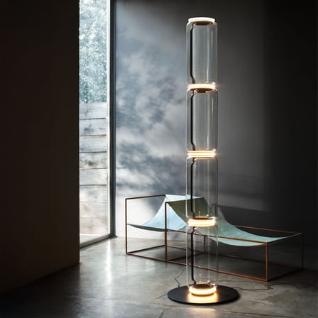 Lampadaire Noctambule Cylindre 3 verre transparent / LED - H 217 cm - Flos