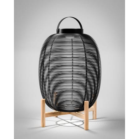 Lampe solaire d'extérieur Tika Large plastique fibre végétale noir / Lanterne LED - H 69 cm - Vincent Sheppard