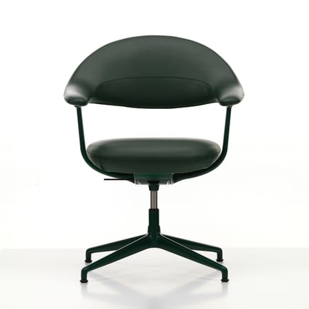 Fauteuil pivotant Mynt Soft cuir vert / Assise & dossier rembourrés - Vitra