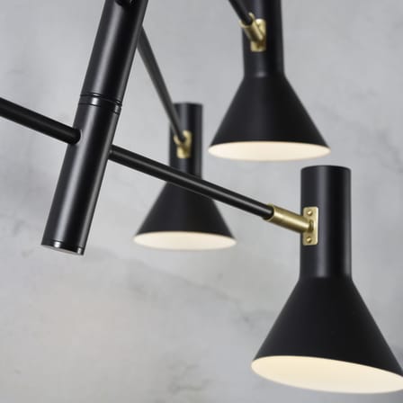 Plafonnier Izmir métal noir / Bras pivotants & abat-jours orientables - L 124 cm - It's about Romi