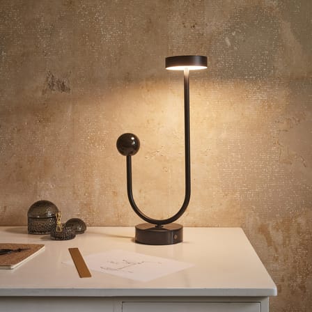Grasil LED Table lamp metal stone black / L 28.5 x H 56 cm - Metal & marble - AYTM