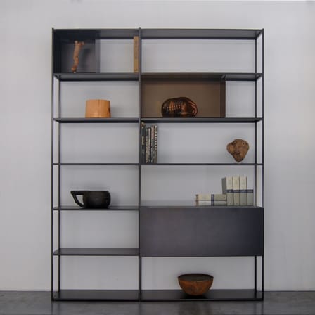Bibliothèque Easy Irony métal marron noir cuivre / Avec caissons - L 178 x H 226 cm - Zeus