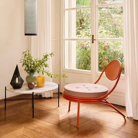 Fauteuil rembourré Copacabana métal orange / Mathieu Matégot, 1955 - Gubi