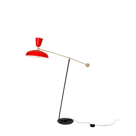Lampadaire G1 métal rouge / Réédition 1951, Pierre Guariche / H 120 cm - SAMMODE STUDIO