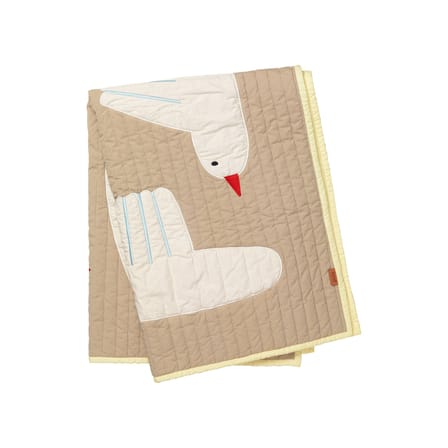 Plaid enfant Bird Quilted tissu beige matelassé / Tapisserie murale - 80 x 110 cm / Coton bio - Ferm Living