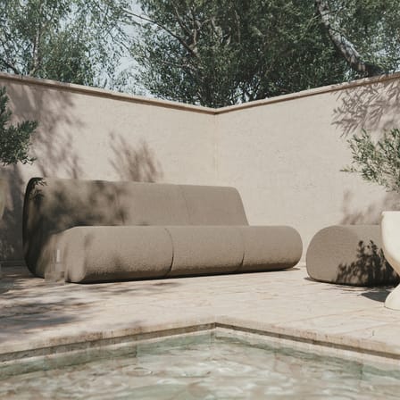 Lounge Sessel Rouli textil braun / Modulares Gartensofa - Ferm Living