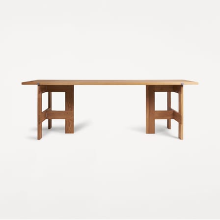 Table rectangulaire Farmhouse Plank bois naturel / 80 x 220 cm - 6 peronnes - Frama 