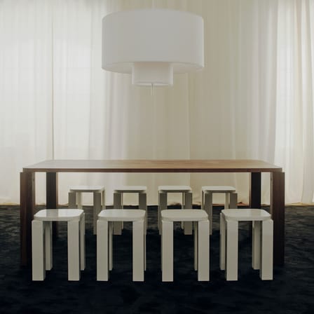 Tabouret Atlas bois blanc / Carré - NEW WORKS