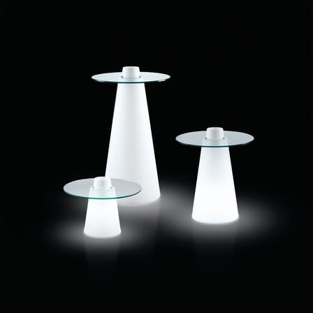 Tavolo bar alto luminoso Peak vetro materiale plastico bianco / Ø 80 x H 120 cm - Slide