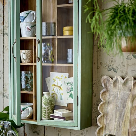 Rangement mural Hazem bois vert / Vitrine compartimentée - L 50 x P 14 x H 80 cm - Bloomingville