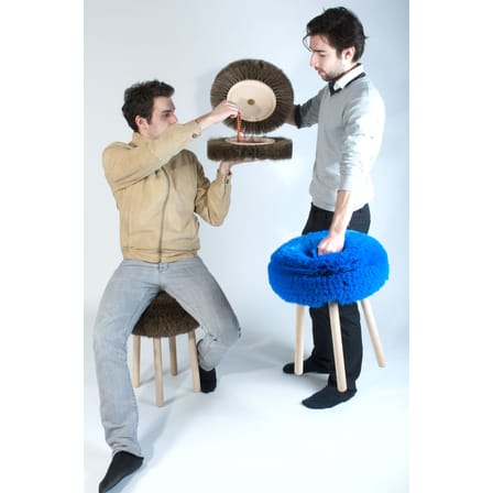 Tabouret Papa plastique rose bois naturel / Collector en exclusivité / Seconde vie - USIN-e