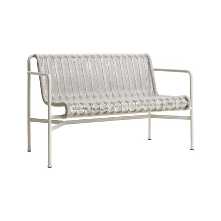 Banc avec dossier Palissade Cord Dining gris / L 128 cm - Corde tissu recyclé - Hay