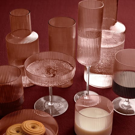 Set carafe 0,5 L & verre Ripple verre rose - Ferm Living