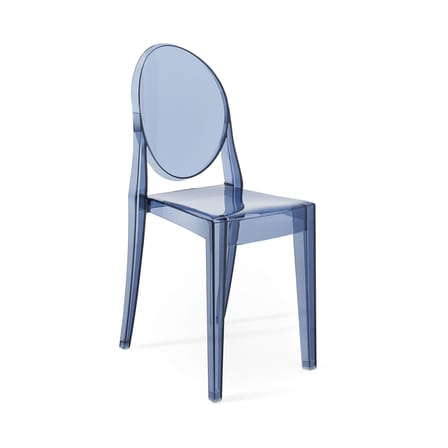 Chaise empilable Victoria Ghost plastique bleu / Polycarbonate 2.0 - Philippe Starck, 2005 - Kartell