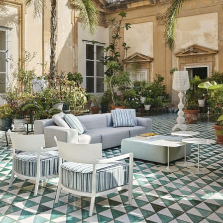 Fauteuil rembourré Cara OUTDOOR plastique tissu vert - Kartell