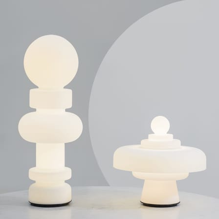 Lampe à poser RE verre blanc / LED - Réédition Bobo Piccoli, 1968 / Ø 34 x H 89 cm - Fontana Arte