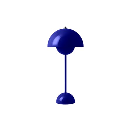 Lampe de table Flowerpot VP3 métal bleu / H 50 cm - By Verner Panton, 1968 - &tradition