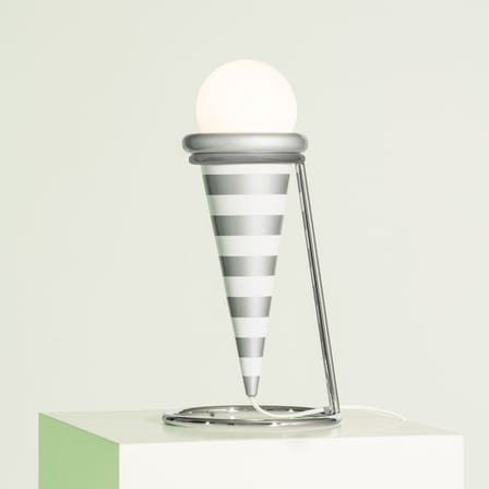 Lampe de table Gelato - Night Tales métal blanc gris argent / By Masanori Umeda, 1982-2020 / Seconde vie - Memphis Milano