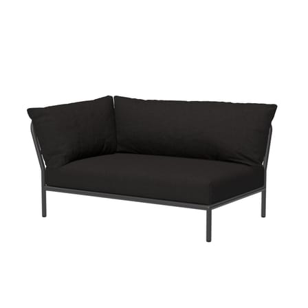 Divano da giardino modulare Level 2 tessuto nero / Schienale extra morbido - Angolo sinistro - L 139 x P 92,5 cm - Houe