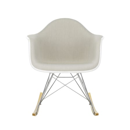 Rocking chair RAR - Eames Plastic Armchair tissu blanc gris / (1950) - Rembourrage intégral - Vitra
