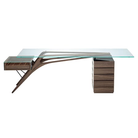 Schreibtisch Cavour holz natur / Holz & Glas - 247 x 90 cm - Zanotta