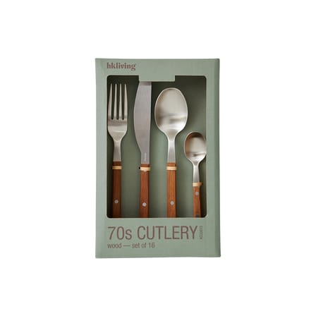 Ménagère 70s bois naturel / 16 pièces (4 personnes) - HK LIVING