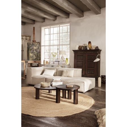Tavolino Post Large marrone legno naturale / Ø 100 x H 33 cm -  Intarsi fatti a mano - Ferm Living