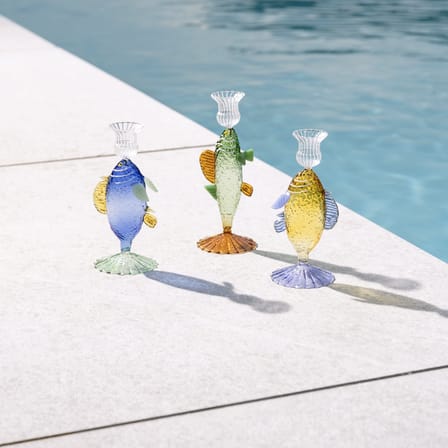Bougeoir Fish verre vert - & klevering