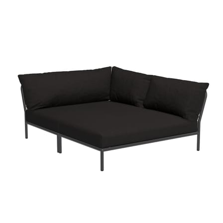 Canapé de jardin modulable Level 2 Cozy tissu noir / Dossier extra moelleux & assise profonde - Angle droite - L 173,5 x P 139 cm - Houe