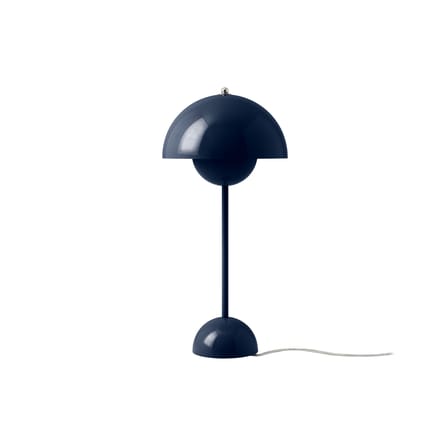 Lampe de table Flowerpot VP3 métal bleu / H 50 cm - By Verner Panton, 1968 - &tradition