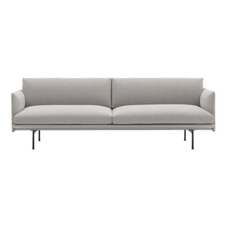 Sofa Outline textil grau / 3-Sitzer - L 220 cm - Muuto