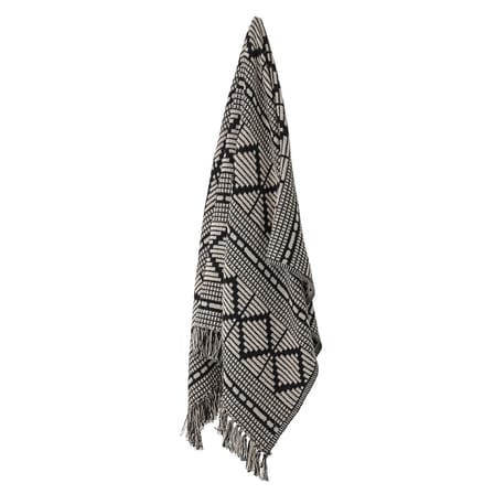 Plaid  tissu noir blanc / 160 x 130 cm - Coton recyclé - Bloomingville