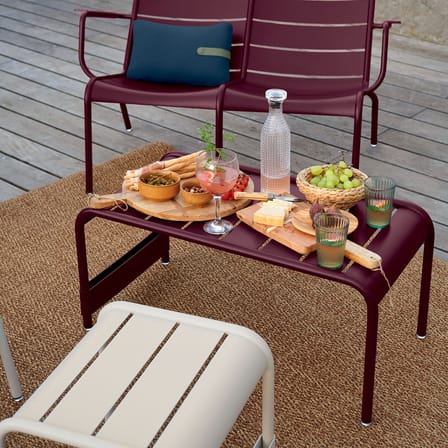 Banc Luxembourg métal marron / Table basse - 86 x 43 x H 40 cm - Fermob