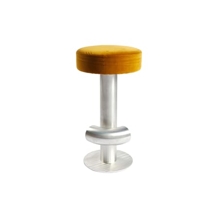 Tabouret de bar rembourré Bar métal jaune / H 75 cm - Assise velours - Axel Chay