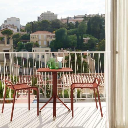 Tabouret empilable Luxembourg métal bleu / Aluminium - Fermob