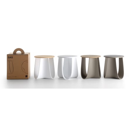 Tabouret Sag plastique blanc / Table H 44 cm - Assise polyuréthane / Nendo, 2016 - MDF Italia