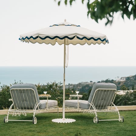 Transat inclinable à roulettes Al Fresco métal / Matelas inclus - Tablette latérale pivotante - BUSINESS & PLEASURE