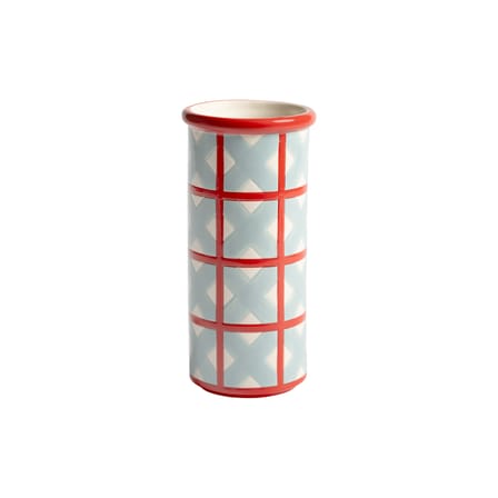Vase Patch Cross céramique rouge / Ø 9 x H 19 cm - Peint à la main - & klevering
