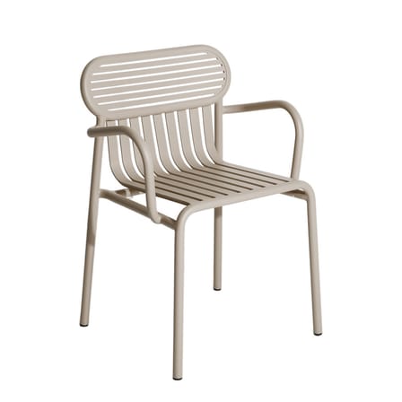 Fauteuil bridge empilable Week-End métal beige / Aluminium - Petite Friture