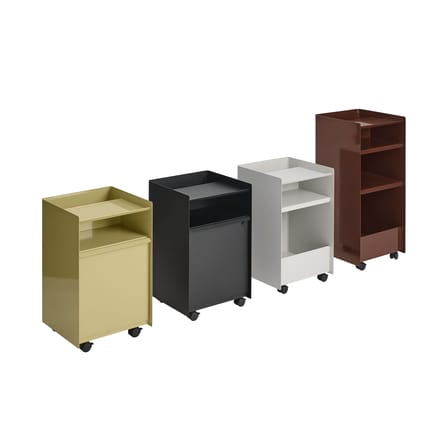 Folded Low Trolley on wheels metal green / 1 door - H 61.5 cm - Muuto