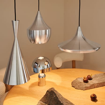 Unbeaten Wide LED Pendant metal silver / Ø 36 x H 16 cm - Tom Dixon